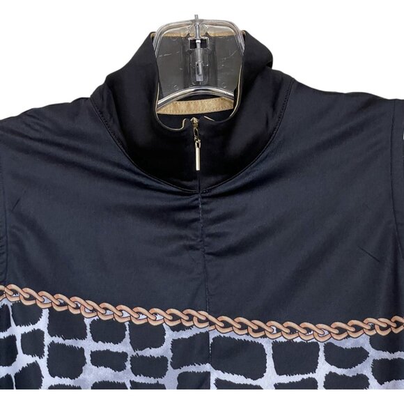 EP Golf Tank Top‎ 1/4 Zip Womens Size XS Black Camo Leopard Zebra - Picture 2 of 6